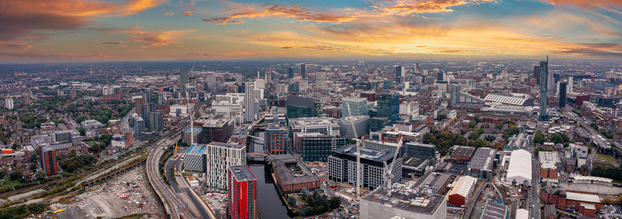 Aerial View Of Manchester City In Uk Aerial View Of Manchester City In Uk